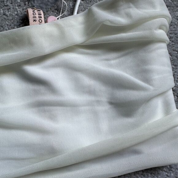 NWT OH POLLY WHITE NYLON CAMISOLE CROP TOP - Picture 7 of 9